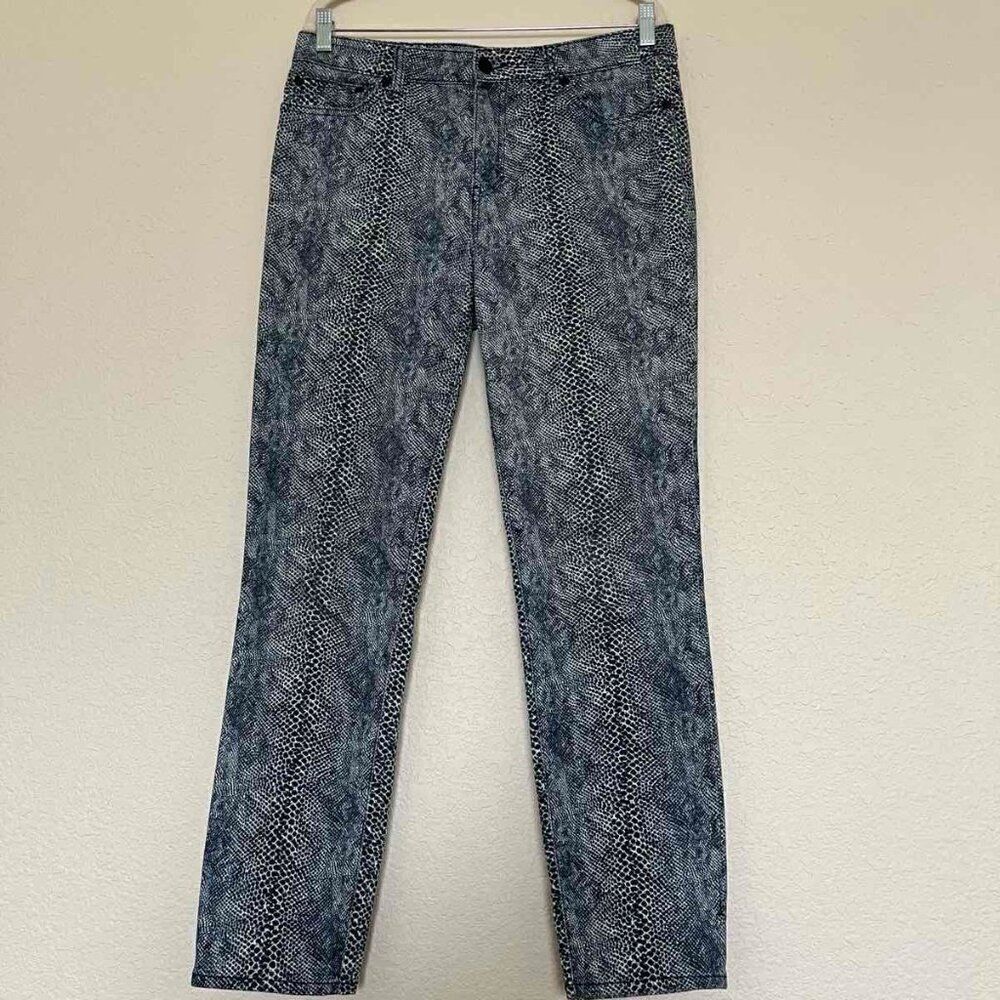 Tory Burch Blue Boa Snakeskin Print Skinny Jeans Size 30
